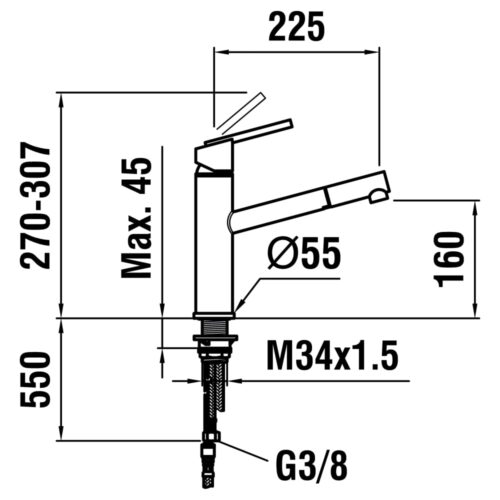 Alternative view of ברז פרח נשלף למטבח סדרת SIMINOX